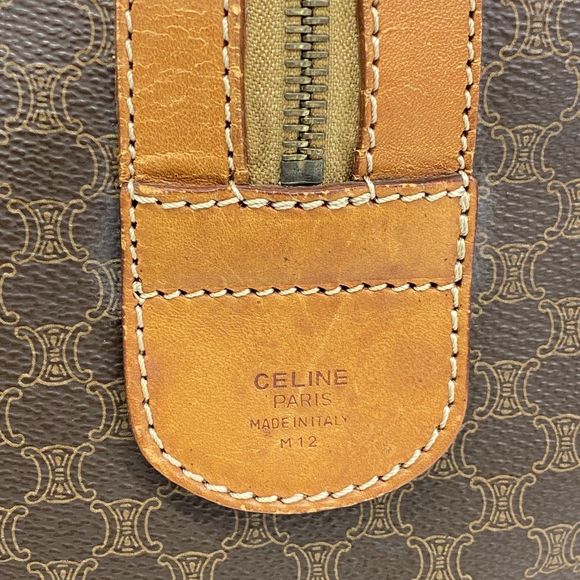 Celine Boston Bag Macadam PVC Brown Gold Hardware Women's - Picture 5 of 10